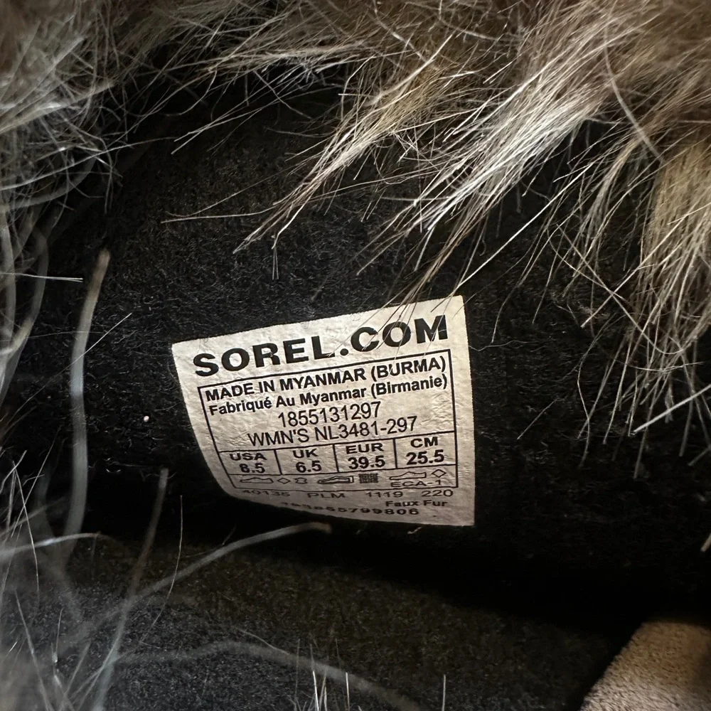 Sorel Women's Lace-Up Fur-Trim Waterproof Winter Boots - Tan & Black